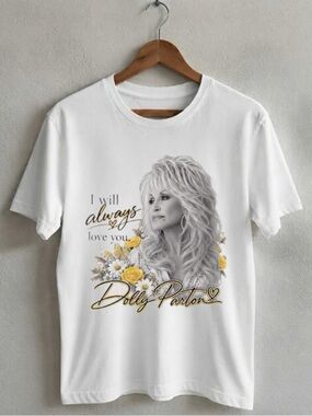 Gildan Dolly Parton White Graphic Tee - "I Will Always Love You"